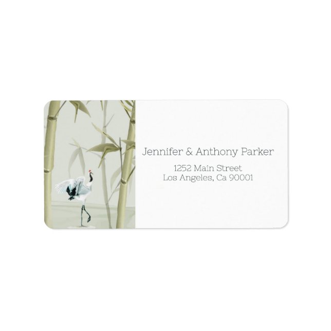 Bamboo Plants and Exotic Crane Label (Front)