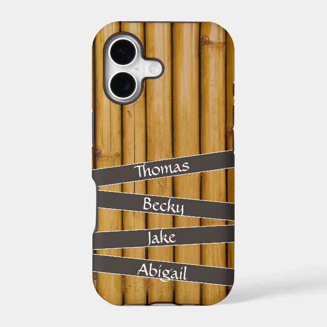 Bamboo poles, four names on dark lines (Back)