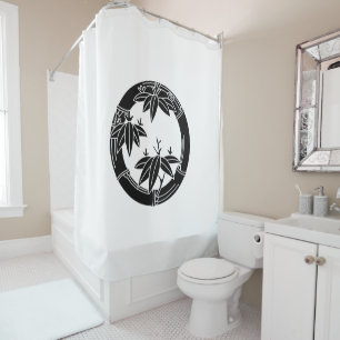 Bamboo ring with bamboo leaves shower curtain