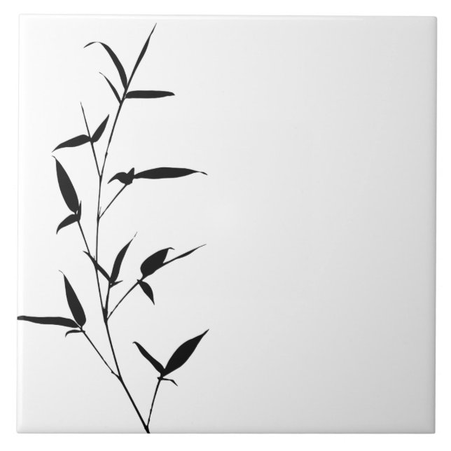 Bamboo Silhouette Background Template Blank Black Ceramic Tile (Front)