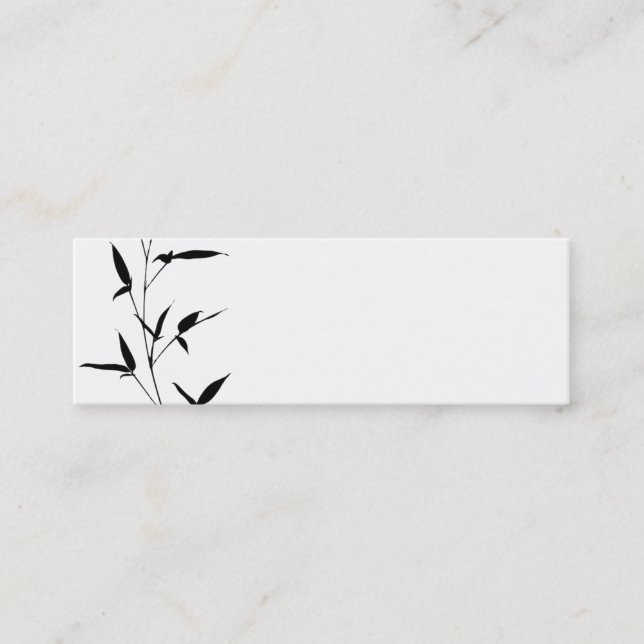Bamboo Silhouette Background Template Blank Black Mini Business Card (Front)