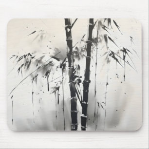 Bamboo Sumi-e Ink Painting Mouse Pad