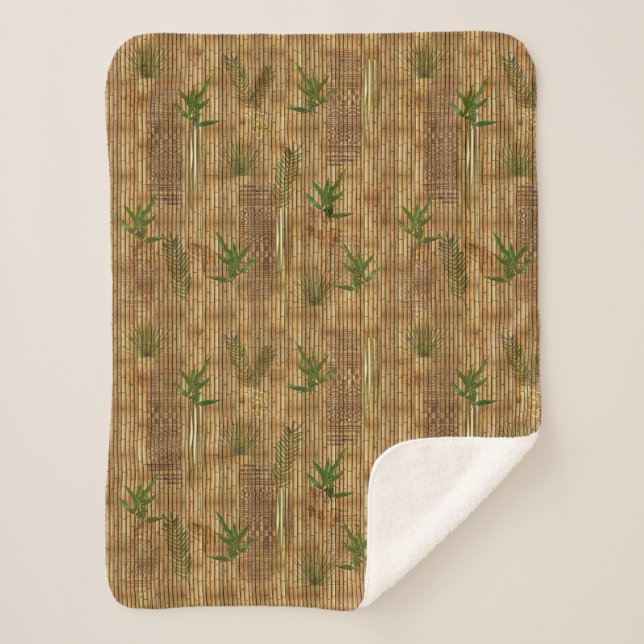 Bamboo Tapa Cloth Sherpa Blanket (Front)