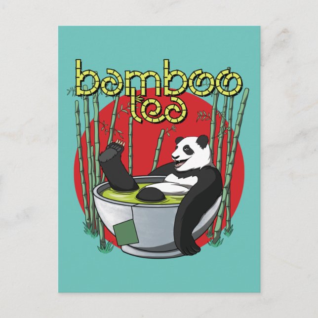Bamboo Tea Drinker Panda Postcard (Front)