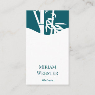  Bamboo Teal White Life Coach Portrait Personal Business Card