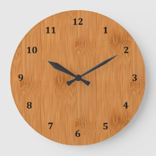 Bamboo Toast Wood Grain Look Large Clock