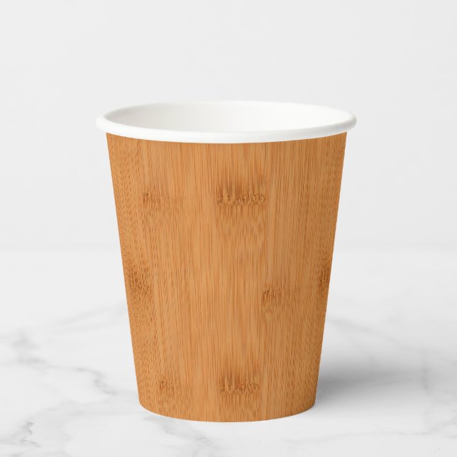 Bamboo Toast Wood Grain Look Paper Cups (Front)