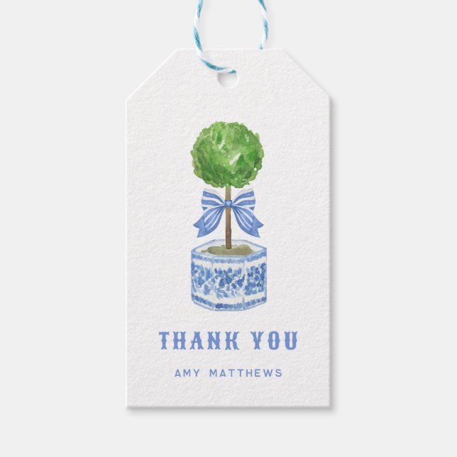 Bamboo Topiary Garden | Chinoiserie  Thank You Gift Tags (Front)