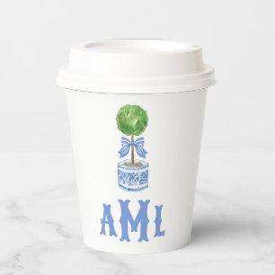 Bamboo Topiary Garden Monogram Paper Cups