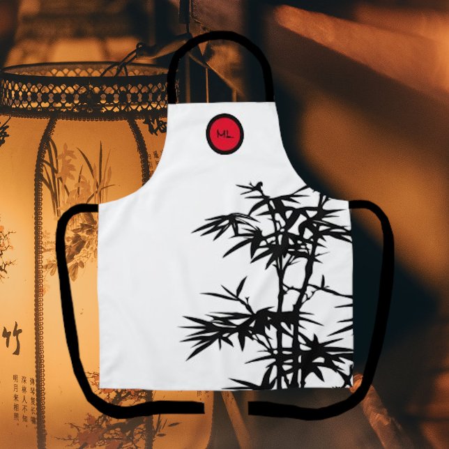 Bamboo Tree Monogrammed Restaurant Style Apron (Creator Uploaded)