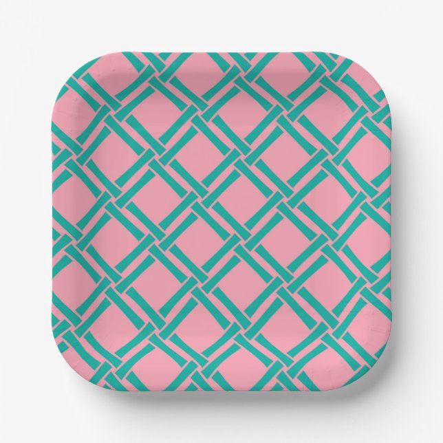 Bamboo Trellis Pattern Paper Plate (Front)
