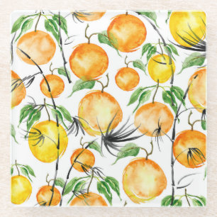 Bamboo watercolor: jungle seamless pattern. glass coaster