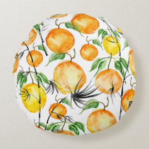 Bamboo watercolor: jungle seamless pattern. round cushion