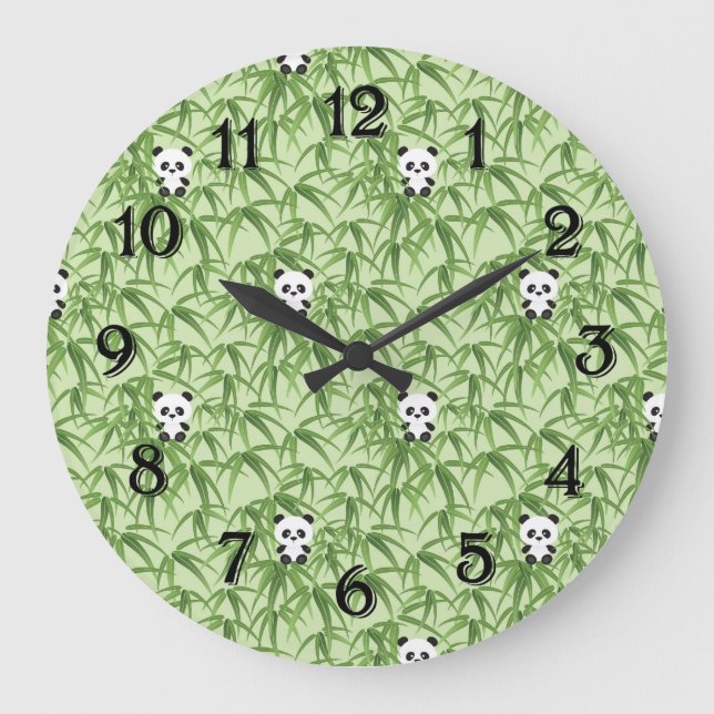 Bamboo with Pandas Large Clock (Front)