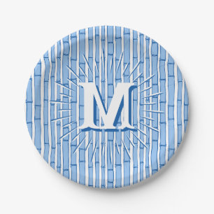 Bambooey Bamboo Stripe in Blue Personalised Paper Plate
