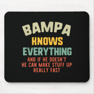 Bampa Knows Everything Vintage Grandpa Funny Mouse Pad