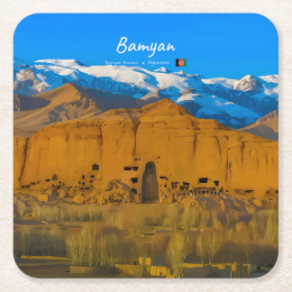 Bamyan, Afghanistan - Buddha Cliff Valley Square Paper Coaster