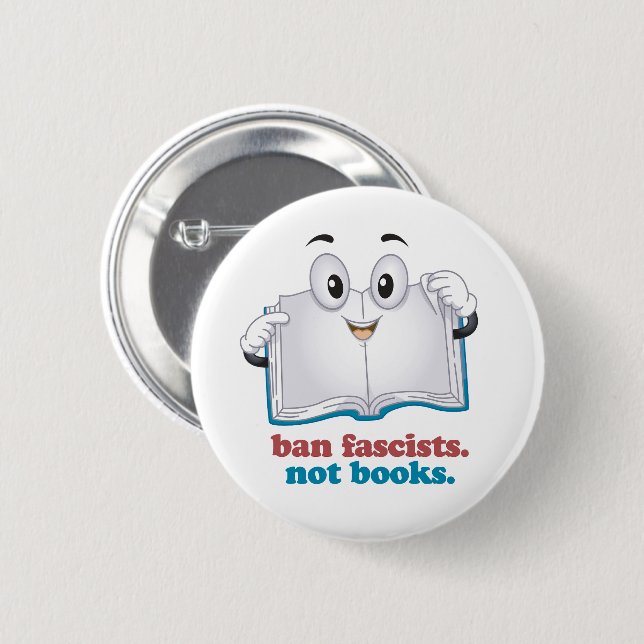Ban Fascists Not Books 6 Cm Round Badge (Front & Back)