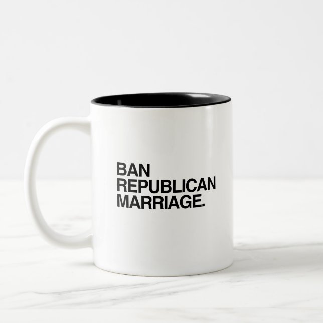 BAN REPUBLICAN MARRIAGE Two-Tone COFFEE MUG (Left)