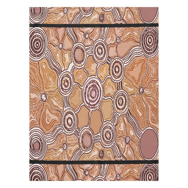Banagan Gold Aboriginal Art Tablecloth (Front)