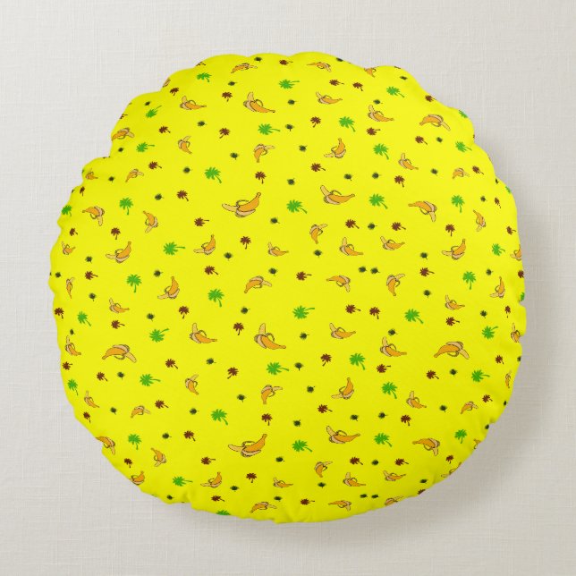 Banana and palms pattern round cushion (Front)