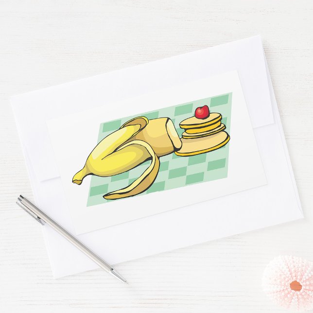 Banana and Pancakes Breakfast Fun Food  Rectangular Sticker (Creator Uploaded)