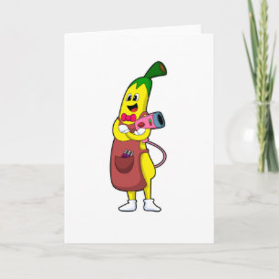 Banana as Hairdresser with Hair dryer Card