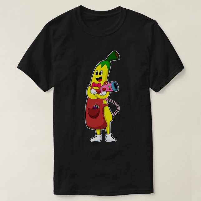 Banana as Hairdresser with Hair dryer T-Shirt (Design Front)