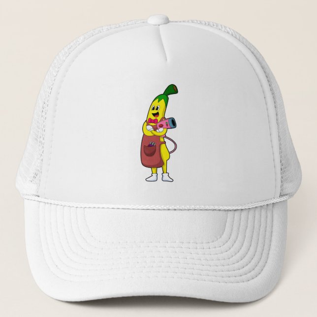 Banana as Hairdresser with Hair dryer Trucker Hat (Front)