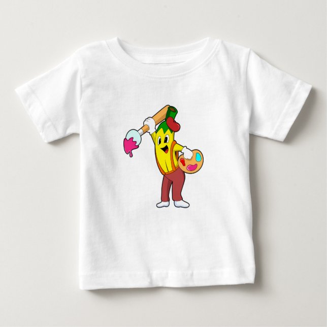 Banana as Painter with Paint brush Baby T-Shirt (Front)