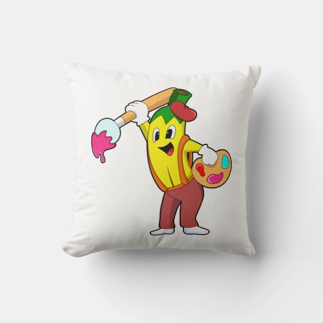 Banana as Painter with Paint brush Cushion (Front)
