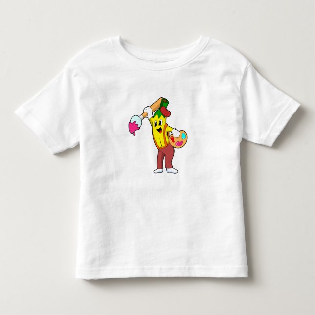 Banana as Painter with Paint brush Toddler T-Shirt (Front)