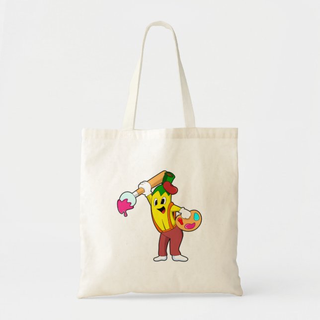 Banana as Painter with Paint brush Tote Bag (Front)