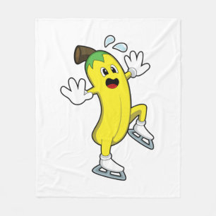 Banana at Ice skating with Ice skates.PNG Fleece Blanket