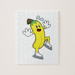 Banana at Ice skating with Ice skates.PNG Jigsaw Puzzle