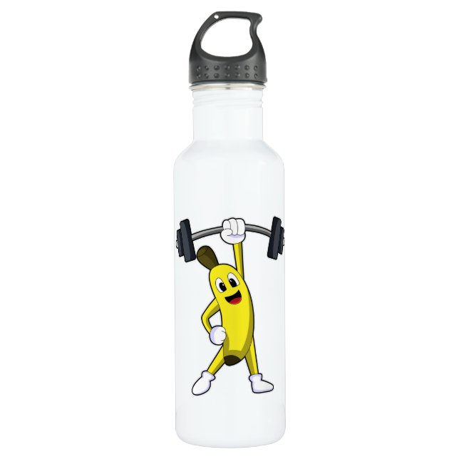 Banana at Strength training with Barbell 710 Ml Water Bottle (Front)