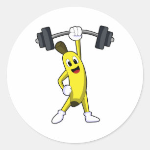 Banana at Strength training with Barbell Classic Round Sticker