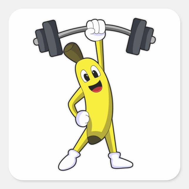 Banana at Strength training with Barbell Square Sticker (Front)