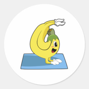 Banana at Yoga on Yoga mat Classic Round Sticker