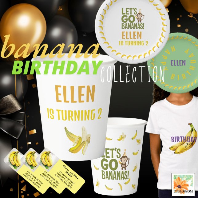 banana birthday party EDITABLE bananas CUTE Paper Cups (Creator Uploaded)
