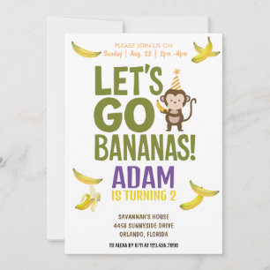 banana birthday party EDITABLE bananas invite