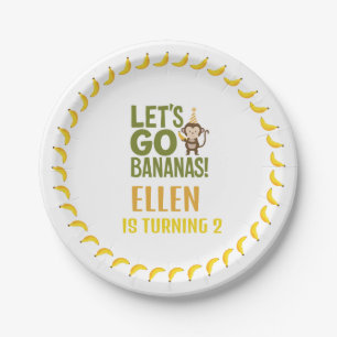 banana birthday party EDITABLE circle of bananas  Paper Plate