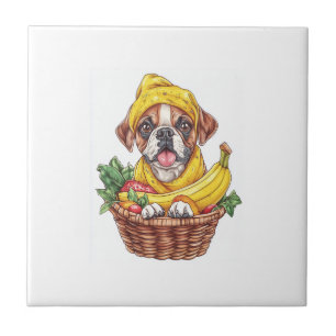 Banana Boxer � Funny Fruit Dog Ceramic Tile