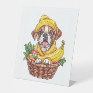 Banana Boxer – Funny Fruit Dog Pedestal Sign