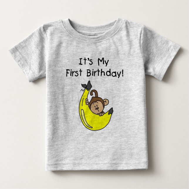 Banana - Boy Monkey 1st Birthday Baby T-Shirt (Front)