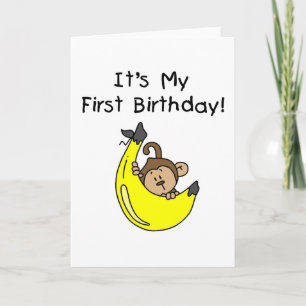 Banana - Boy Monkey 1st Birthday Card