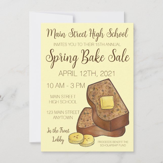 Banana Bread Bakery Popup Workshop Bake Sale  Invitation (Front)