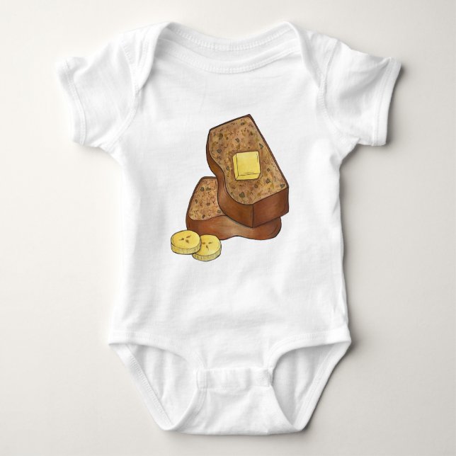 Banana Bread Loaf Slice Butter Baker Baking Food Baby Bodysuit (Front)