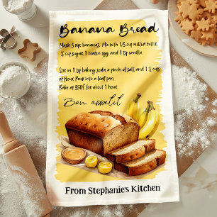 Banana Bread Recipe Personalised Tea Towel