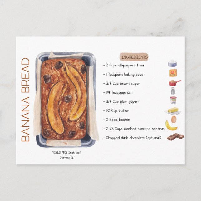 Banana Bread Recipe Postcard (Front)